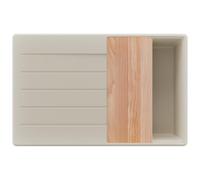 PRIMAGRAN Fregadero Cocina Beige 78x50cm, Granito 1 Seno + Sifón + Tabla de cortar, Sobre encimera al mueble 45cm - Copenhague