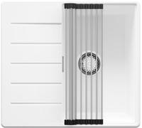 PRIMAGRAN Fregadero Cocina Blanco 55x50cm, Granito 1 Seno + Sifón + Enrollable Escurridor, Sobre encimera al mueble 40cm - Copenhague S266