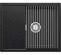 PRIMAGRAN Fregadero Cocina Grafito 62x50cm, Granito 1 Seno + Sifón + Enrollable Escurridor, Sobre encimera al mueble 45cm - Ibiza S021