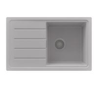 PRIMAGRAN Fregadero Cocina Gris 70x44cm, Granito 1 Seno + Sifón, Sobre encimera al mueble 45cm - Copenhague Easy