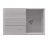 PRIMAGRAN Fregadero Cocina Gris 78x50cm, Granito 1 Seno + Sifón, Sobre encimera al mueble 45cm - Copenhague