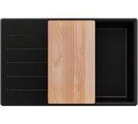 PRIMAGRAN Fregadero Cocina Negro 78x50cm, Granito 1 Seno + Sifón + Tabla de Cortar, Sobre Encimera al Mueble 60cm - Copenhague Top S621