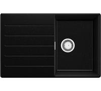 PRIMAGRAN Fregadero Cocina Negro Metallic 78x50cm, Granito 1 Seno + Sifón, Sobre encimera al mueble 45cm - Copenhague S110