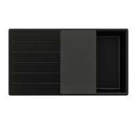 PRIMAGRAN Fregadero Cocina Todo Negro 90x50cm, Granito 1 Seno + Sifón + Tabla de cortar, Sobre encimera al mueble 60cm - Copenhague