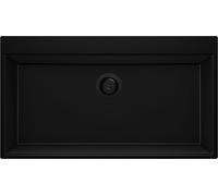 PRIMAGRAN Fregadero de Esquina Todo Negro 88x50cm, Granito 1 Seno + Sifón, Sobre Encimera al Mueble 90cm - Oslo 90 Top S639