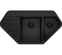 PRIMAGRAN Fregadero de Esquina Todo Negro 90x50cm, Granito 1,5 Senos + Sifón, Sobre encimera al mueble 70cm - Copenhague Corner S007