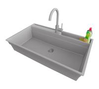PRIMAGRAN Fregadero Granito Gris 88x53cm, Cocina 1 Seno + Grifo 32x20cm + Sifón, Sobre encimera al mueble 90cm - Oslo Pocket