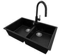 PRIMAGRAN Fregadero Granito Negro - Madrid Twin, 78x50cm