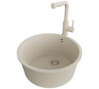PRIMAGRAN Fregadero Granito Todo Beige - La Valeta Slim, 46x46cm
