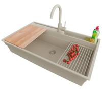 PRIMAGRAN Fregadero Granito Todo Beige - Oslo 90 Pocket, 88x53cm