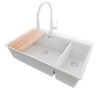 PRIMAGRAN Fregadero Granito Todo Blanco - Oslo Duo Top, 78x50cm