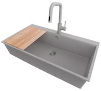 PRIMAGRAN Fregadero Granito Todo Gris - Oslo 90 Top, 88x50cm