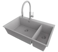 PRIMAGRAN Fregadero Granito Todo Gris - Oslo Duo Top, 78x50cm