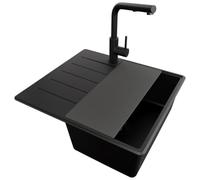 PRIMAGRAN Fregadero Granito Todo Negro - Copenhague Top, 55x50cm