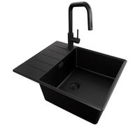 PRIMAGRAN Fregadero Granito Todo Negro - Copenhague Top, 62x50cm
