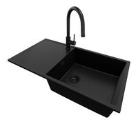 PRIMAGRAN Fregadero Granito Todo Negro - Ibiza, 90x50cm