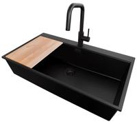 PRIMAGRAN Fregadero Granito Todo Negro - Oslo 90 Top, 88x50cm