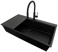 PRIMAGRAN Fregadero Granito Todo Negro - Oslo 90 Top, 88x50cm