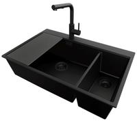 PRIMAGRAN Fregadero Granito Todo Negro - Oslo Duo Top, 78x50cm