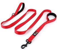 Primal Pet Gear Correa de Perro de 8 pies de Largo, Color Rojo, Acolchada con Dos Asas, Resistente, Asas Dobles para Control, Seguridad, Entrenamiento, Correas para Perros medianos a Grandes