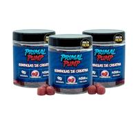Primal Pump Gominolas de Creatina Monohidratada 4.5g - Sabor Frambuesa - Creatina para Rendimiento y Potencia - Sin Azúcar, Vegano y Sin Gluten (3 Und)