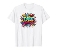 Primaria Colorida de Tercer Grado Primaria de Regreso a Clases Camiseta gráfica económica, Hombre, Blanco, M