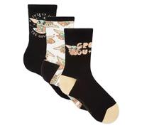 Primark Limited - Pack 3 Calcetines de Baby Yoda Grogu The Manadalorian - Negro y Blanco Cortos - Calcetines Grogu - Para niña y mujer - Con Licencia Oficial - UK 4-8 EUR 37-42