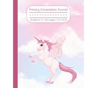 Primary Composition Journal | Pastel Pink and Purple Unicorn Drawing Handwriting Practice Sheets with Dotted Midline | Creative Story Notebook for ... Write Draw Doodle | 100 Pages | 7.5 x 9.25
