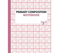 Primary Composition Notebook for Girls: Half Blank Half Wide Ruled Writing Journal for Kindergarten, Grade 1 & Grade 2 | Cute Pink Hearts School Composition Book | 110 Pages | 7.5 × 9.25 Inches