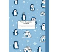 Primary Composition Notebook for K-2 - Left-Handed Notebook for Kids - Cute Penguin Winter Design - with Dotted Midline - Write Comfortably - No More Hand Strain