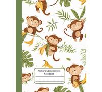 Primary Composition Notebook for K-2 - Monkey Theme Early Writing Journal with Picture Box - Wide Ruled & Dotted Midline -Jungle Adventure Notebook for Kindergarten and 1st Grade - 7.44 x 9.69 in