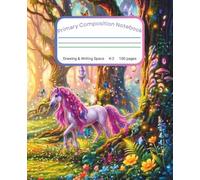Primary Composition Notebook K-2:: Draw and Write Journal for Grades K-2 With Picture Space and Magical Unicorn Cover -Black & White Edition