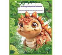 Primary Composition Notebook K-2 with Picture Space: CUTE DINOSAUR Design, Primary Story Journal, Dotted Midline, Drawing Space on Top,100+ Quirky Fun ... Paper for Boys, 8.5" x 11", Half Ruled