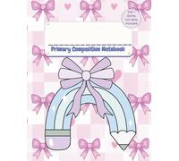 Primary Composition Notebook K-2 with Picture Space: Cute Pencil Design, Primary Story Journal, Dotted Midline, Drawing Space on Top,100+ Quirky Fun ... for Girls or Boys, 8.5" x 11", Half Ruled