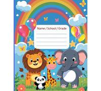 Primary Composition Notebook: Kindergarten Writing Journal with Dotted Midline & Picture Space | Draw and Write Story Paper for Kids (110 Pages, 7.5"x9.25", Animal Cover)