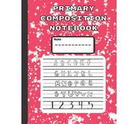 Primary Composition Notebook: Marble Red Color, Dotted Midline And Picture Space, Handwriting Practice Book, Dotted Lines And Drawing Area, Grades K-2 ... Writing Journal (School Essentials)