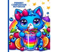 Primary Composition Notebook: Rainbow Kitty Smoothie Writing & Drawing Book for Creative Kids: Colorful Fruit-Themed Sketch Journal with Cute Blue Cat Art for Early Learners