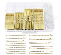 Primasage 300 Piezas Horquillas Pelo Mujer, Fermagli per Capelli con Banda para el Cabello Transparente, Horquillas Moño Es Adecuado para el Diseño de Cabello Diario de Damas y Niñas (Oro)