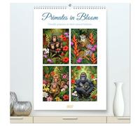 Primates in Bloom (High Quality Premium Wall Calendar 2027 DIN A2 portrait),CALVENDO 12 Month Wall Calendar: Amidst blossoms and glances - discover the quiet intensity of exotic monkey worlds.