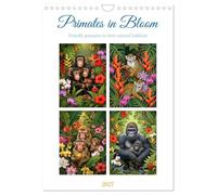 Primates in Bloom (Wall Calendar 2027 DIN A4 portrait), CALVENDO 12 Month Wall Calendar: Amidst blossoms and glances - discover the quiet intensity of exotic monkey worlds.