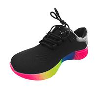 Primavera 2023, nuevos Zapatos Deportivos de Punto con Cordones de Suela Gruesa Informal para Mujer de arcoíris Grande Europeo y Americano de Elasticidad#Z