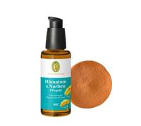 PRIMAVERA - Aceite de cuidado para hematoma y cicatrices, 50 ml | Aceite de cuidado orgánico con immortelle, cistrose y lavanda, para cicatrices y piel estresada + esponja Olanmarp