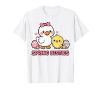 Primavera Besties Kawaii Pato y Pollito Huevos de Pascua Lindo Dibujos Animados Camiseta