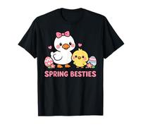 Primavera Besties Kawaii Pato y Pollito Huevos de Pascua Lindo Dibujos Animados Camiseta