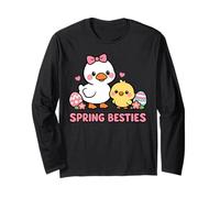 Primavera Besties Kawaii Pato y Pollito Huevos de Pascua Lindo Dibujos Animados Manga Larga