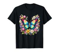 Primavera Floral Mariposa Flores Coloridas Floración Estética Camiseta