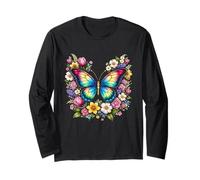 Primavera Floral Mariposa Flores Coloridas Floración Estética Manga Larga