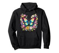 Primavera Floral Mariposa Flores Coloridas Floración Estética Sudadera con Capucha