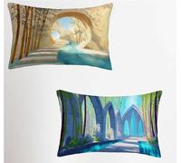 Primavera Funda Cojin 25x45 Juego de 67, Arquitectura Rectangular Funda Almohada 25x45cm con Cremallera Oculta, Suave Terciopelo Fundas Cojines, Fundas de Cojines para Sofá Cama Silla o Jardín 8-8248