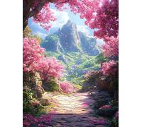 primavera Pintura con Diamantes, Bordado de Diamantes Kit Completo montaña, Mosaico Cristales Punto de Cruz, Cuadro Full Drill para Adultos, Manualidades Creativas para Decoración Pared 20x30cm qo-51